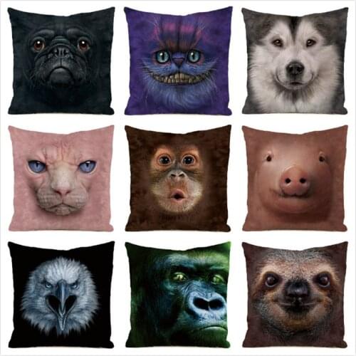 45cm*45cm **animal portrait** Inimitated Silk Fabric Throw Pillow Covers Couch Cushion Cover Home Decorative Pillows Pillow Case