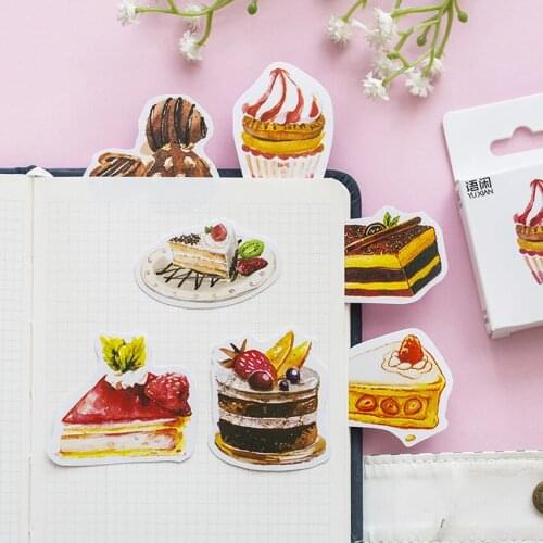 50pcs/box Super Cute Sweet Cake Mini Handmade paper sticker Diary Scrapbooking Decorative DIY Stickers Stationery