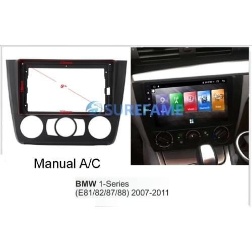 9 inch Car Fascia Radio Panel for BMW 1 Series 2005-2012 Dash Kit Install Facia Console 9inch Bezel Plate Trim Cover Adapter