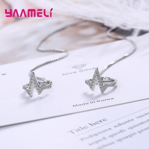 925 Sterling Silver Statement Crystal Hoop Earrings For Women Girls Party 2020 Trend Fashion Jewelry Wholesale