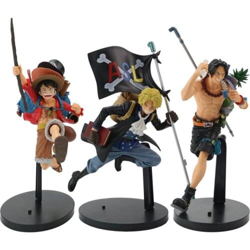 20cm Anime One Piece Monkey D Luffy Ace Sabo Action Figure PVC Model Q Version Figure Toys for Children Gifts