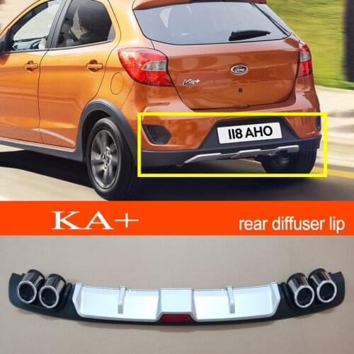 KA+ 04-10 ABS Plastic Silver / Black Car Rear Bumper Rear Diffuser Spoiler Lip for Ford KA+ Hatchback