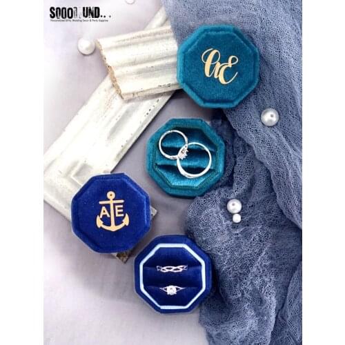 Velvet Ring Box, Wedding Ring Box, Ring Bearer Box, Engagement Ring Box, Proposal Ring Box, Double Slot Ring Box for Wedding Cer