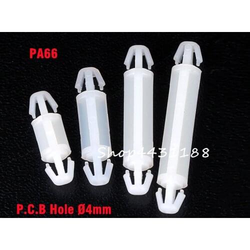White Nylon Plastic PCB Board Hole Dia.4mm Isolation Column Support Holder Pillar Bushing Reusable Stand-off Spacer