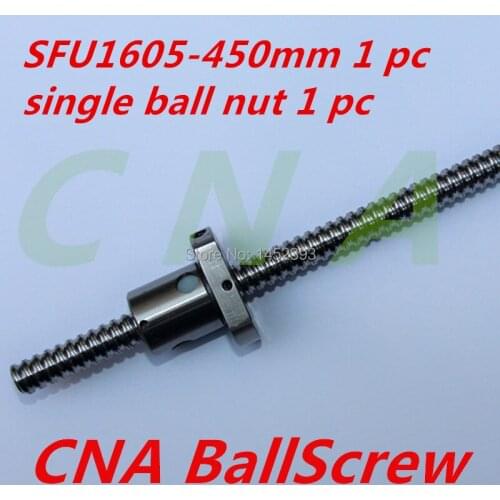 Free Shipping SFU1605 450mm RM1605 450mm Rolled Ball screw 1pc+1pc ball nut for SFU1605 no end machined