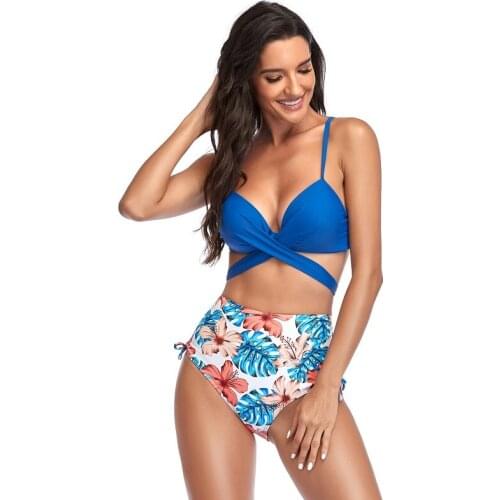 Push Up Bikini 2021Cross Bandage Swimwear Women Swimsuit Halter Top Print Maillot De Bain Biquini Brazilian Bathing Suits XXL