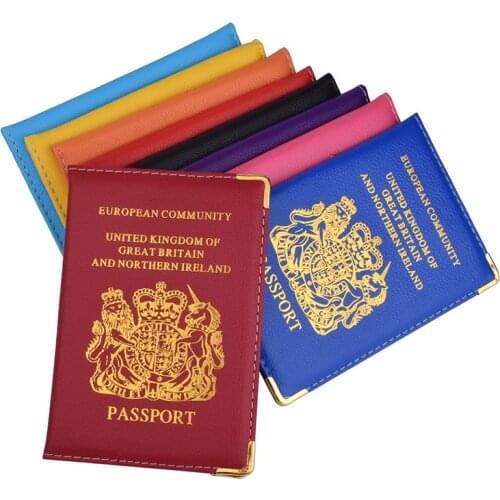 United Kingdom PU Leather Passport Holder Cover for UK and European Passport Protector Cover Case for GB Great Britain