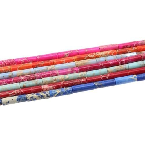 1 Strand 13x4MM Natural Imperial Jaspers Cylinder Shape Stone Loose Beads for Jewelry Making DIY Design