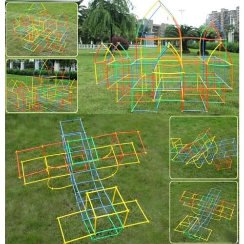 Colorful Plastic Straw Assembled Children Building Blocks Educational Toys Indoor Outdoor Combined Play Game Gifts