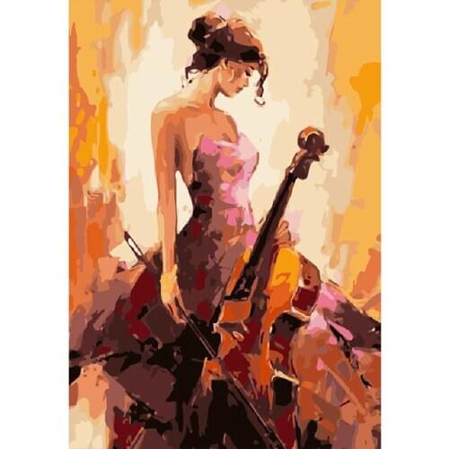 DIY Pictures By Number Woman Kits Drawing On Canvas Painting By Numbers violin Hand Painted Picture Art Gift Home Decor