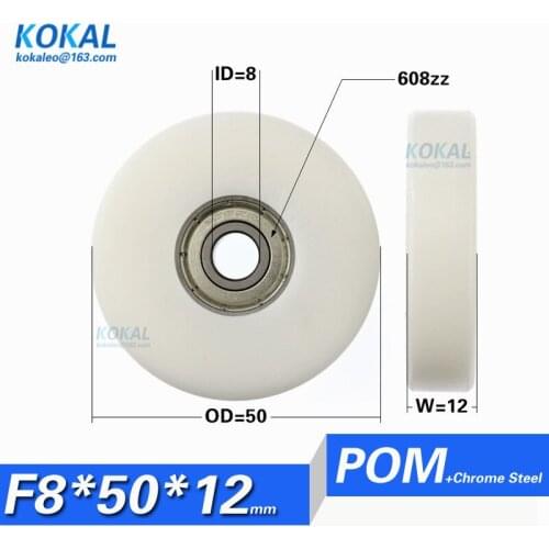 [F0850-12]Free shipping 10PCS high quality 608ZZ ball bearing Plastic POM white bearing roller low noise sliding window pulley