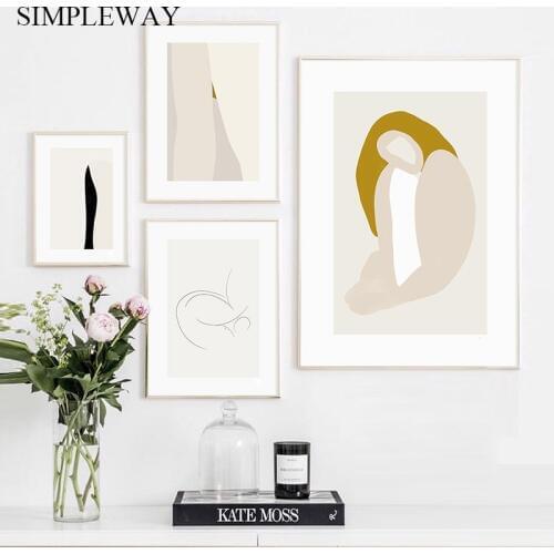 Geometric Modern Art Canvas Poster Abstract Woman Wall Painting Print Minimalist Contemporary Living Room Decoration Picture