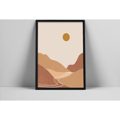 Mountains Art Print | Warm Color Art Print | Boho Wall Prints | Abstract Sun Poster | Neutral Wall Art | Prin ne Art | Wa| Nara