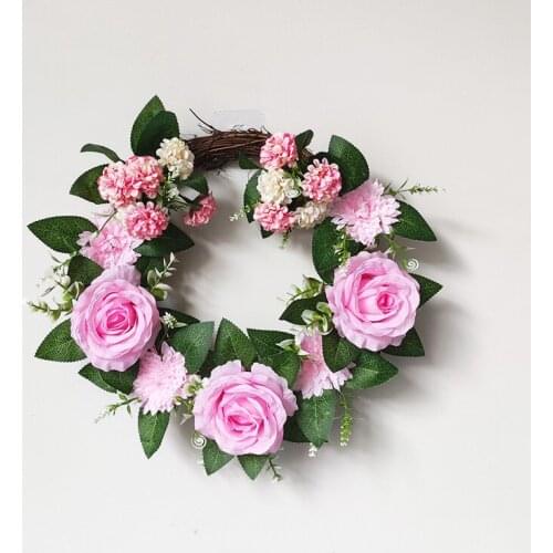 Artificial Flowers Pink Rose And Chrysanthemum Wreath Flowers Garland For Wedding Decoration Home Decor