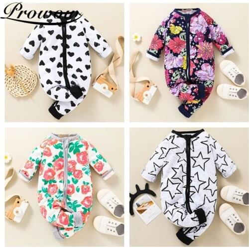 Prowow Baby Floral Rompers Autumn Winter Kids Boys Clothing 2021 Fashion Baby Girls Clothes Zipper Jumpsuit Childrens Overalls