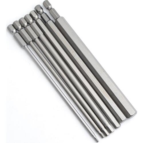 10pcs 150mm long 1/4" Hex Shank Magnetic Hex Head Screwdriver Bits Electric Hexagon Screwdriver bit 2.5/3/4/5/6/8/10mm