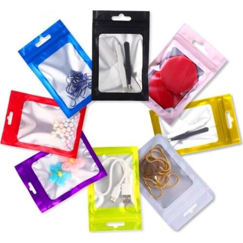 100pcs General Use Foil Window Zip Lock Bag Frosted Resealable Jewelry Nail Beauty Bracelets USB Lines Ornaments Gift Pouches