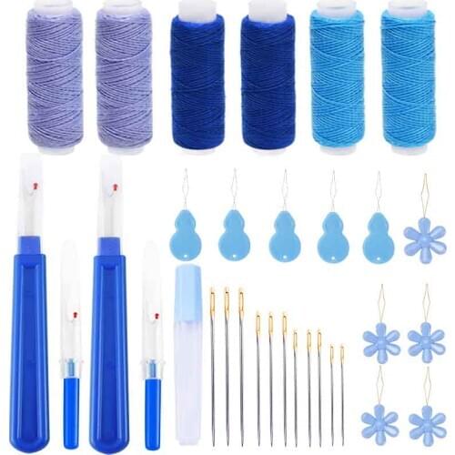 MIUSIE 31PCS Sewing Kit with Sewing Thread Hand Sewing Needle Seam Ripper Needle Threader Embroidery Thread for Sewing Stitching