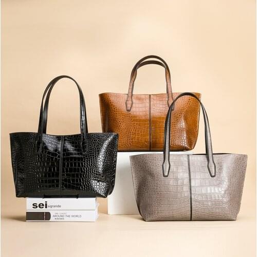 Fashionable leather lady bag, handbag shoulder bag alligator pattern cowhide tote bag Europe and America