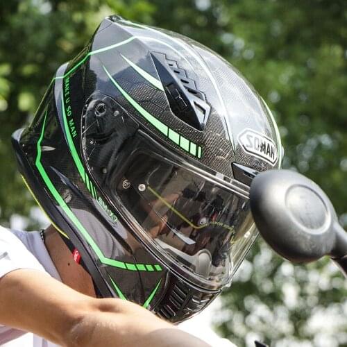 SOMAN Motorcycle Helmet Full Face Moto Casco 24K Carbon Fiber Motor bike Racing Casque Cycling Capacete X7