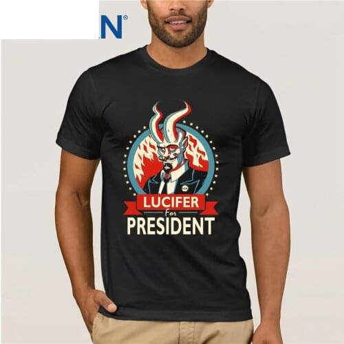 Lucifer For President 2019 Satan Devil Printed Men T-shirt Summer Stylish Clothing Black Top T Shirts Cotton Tee Shirt