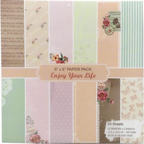 DIY Scrapbooking Pad Paper Kit Pink 6" 24Sheet Paper Cutter For Crafts Background Scrapbooking Paper 3D Arts Stickers Gift