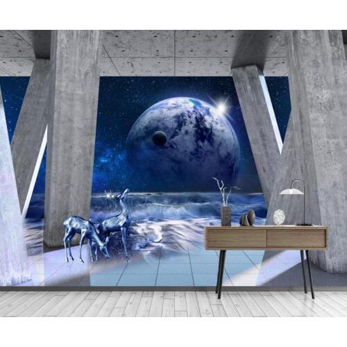 Custom mural wallpaper 3D Nordic Roman column abstract fantasy earth elk landscape background wall decorative painting