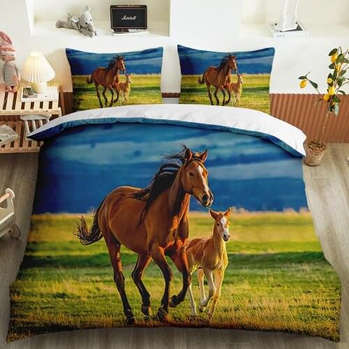 Natural Wild Animal Bedding Set Queen King size Soft Bedclothes Print Duvet Cover with Pillowcases 2/3pcs