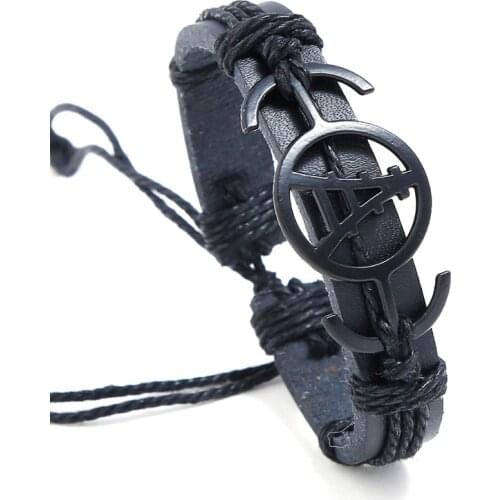 New Fashion Black Alloy Bracelets Leather Bracelet for Men Jewelry Bracelet for Women Men Leather Bracelet Friendship Male