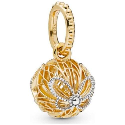 Genuine 925 Sterling Silver Charm Gold Color Openwork Butterflies Pendant Beads Fit Pan Bracelet & Necklace Diy Jewelry