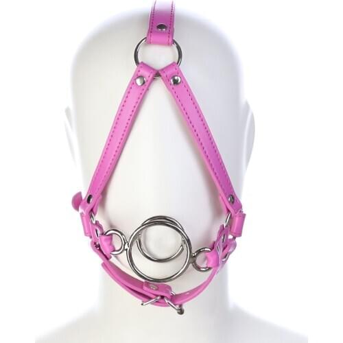 Slave Bondage Leather Harness Strap with Metal O Ring Mouth Gag Sex Toys for Men Women Couples Two Fetish Bdsm Restraint Oral