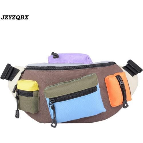 Multiple Pocket Waist Bag Banana Bag Geometry Graphics Waist Pack Outdoor Sports Bag Multi-function Messenger Fanny Pack