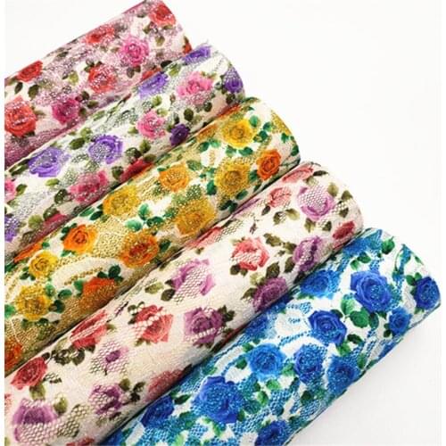 19*30CM sheet Shiny rose Chunky Glitter Fabric soft Leather For bag and shoes