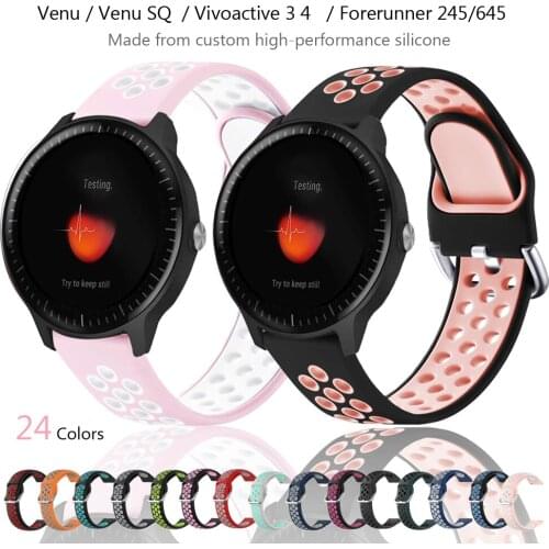 Strap for Garmin Venu/Venu SQ Forerunner 245 645 Adjustable Wristbands for Garmin Vivoactive 3 4 Silicone Watch Bands Bracelets
