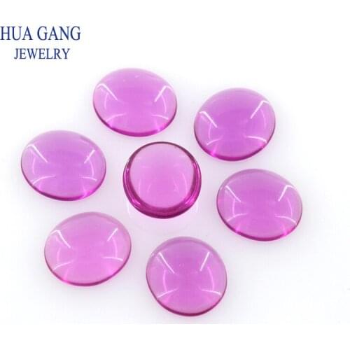 Rose Red Stone Oval Shape Cabochon Cut Flat Bottom Loose Glass Beads Synthetic Gems Big Size 10X11MM For Jewelry Free Shipping