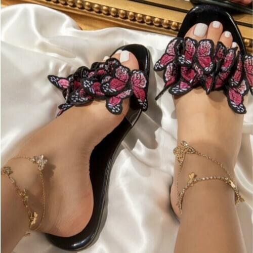 Color Bow Stitching Leisure New Women Slippers Outdoor Open Toe Sweet Ladies Summer Shoes Large Size Beach Ladies Slides