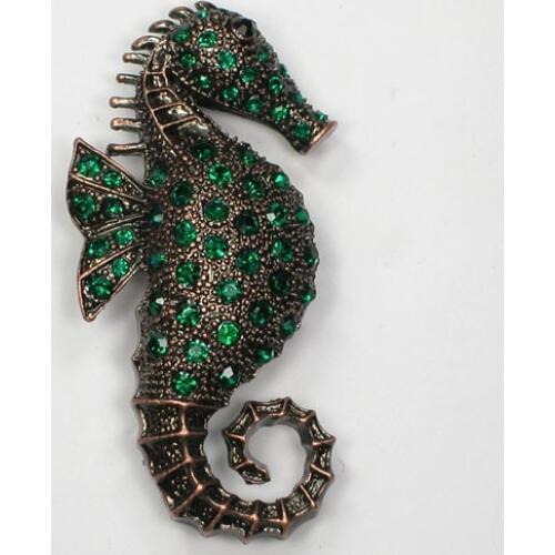 Rhinestone Green brooch Seahorse Pin brooches C659 M3
