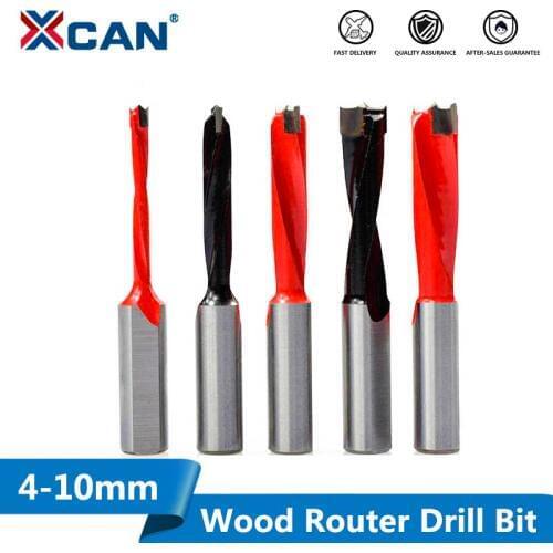 XCAN 1pc 4-10mm Left/Right Rotation Wood Forstner Drill Bits Router Bit Row Drilling 2 Flute Wood Hole Cutter Router Drill Bit