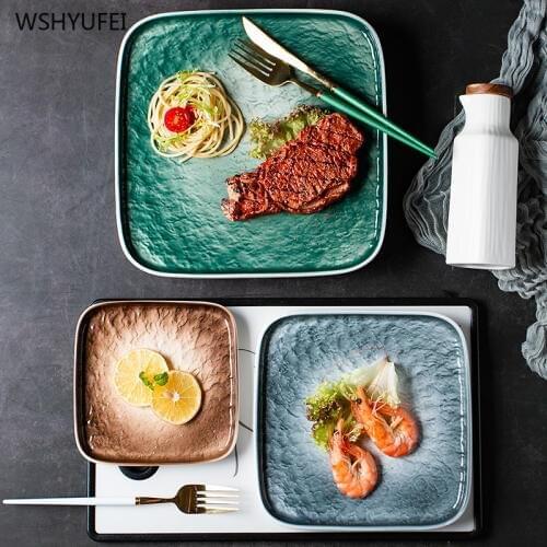 1pcs Stone pattern square plate fruit plate tea dessert dish tableware sushi barbecue dish wedding wedding kitchen supplies