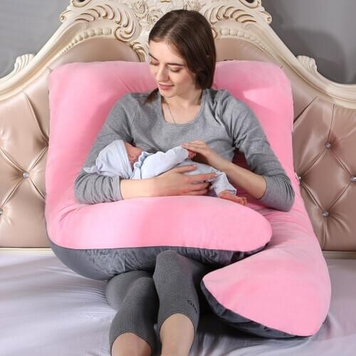 U-shaped Pillow with Wide Scope of Application Simplicity Crystal Velvet Side Sleeping Cushion Napping Pad Pregnancy Women
