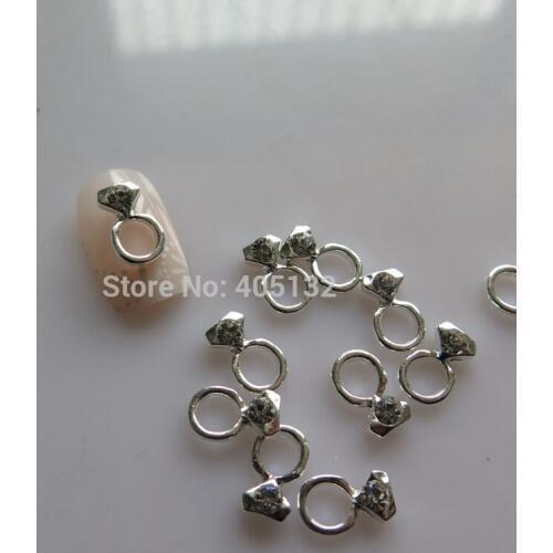 MD-818 3D 50pcs/bag Silver Ring Nail Decoration Metal Shinny Deco Metal Nail Art Decoration