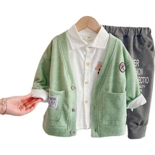 Spring Autumn Boys Baby Girls Letter ClothesToddler Casual Costume Children Fashion Jacket Shirt Pants Kids Cartoon Tracksuits