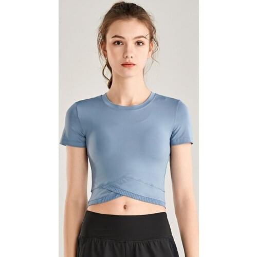 Women Yoga Shirts Short Sleeve Sexy Sport Shirt Quick Dry Running T-shirt Fitness Gym Workout Tops Sportswear S-XL