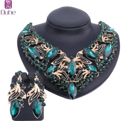 Fashion Rhinestone Crystal Choker Necklace For Women Statement Necklaces Earring Collar Boho Jewelry Sets 5 Colors