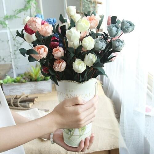 1 Bunch 6 Heads PE Artificial Roses Flower Home Hotel Wedding Party Hand Bouquet Luxury Floral Decor Plastic Flowers
