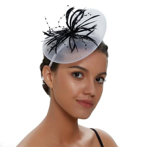 1PC Women Flower Fascinator Hat Hair Hoop Feather Cocktail Tea Party Girls Hair Accessories Hair Accessories for Women 2021