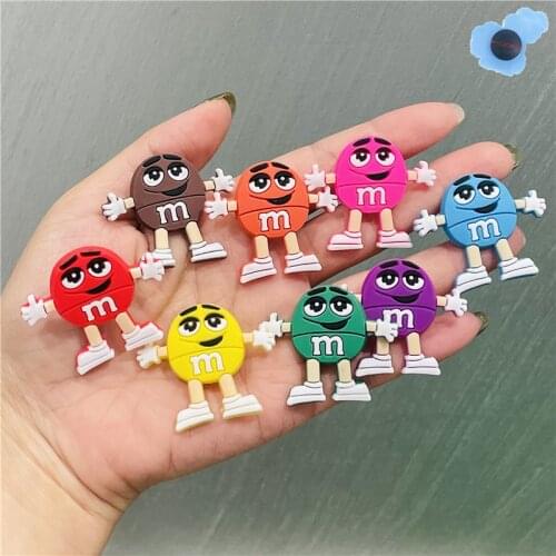 1PCS M&M Peanut Beans Chocolate Character Garden Shoes Charm Embellishment Backapck Fit Wristbands Shoe Decoration Croc Jibz