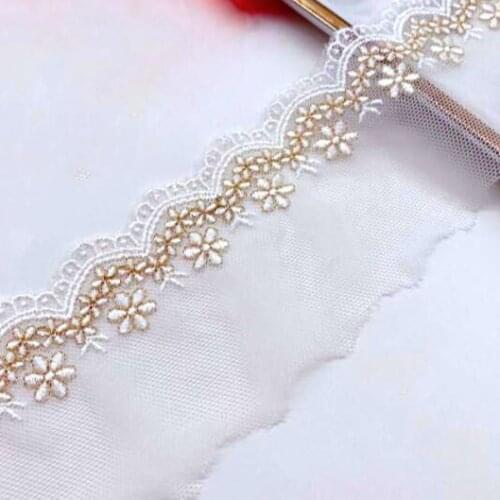 1yard Width:6.4cm Exquisite Gold Lace Flower Skirt Trim Lace Clothing Sewing Accessories (ss-2065)