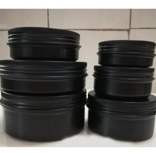10/15/30/50/60/80/100/150g refillable box black empty round aluminum box metal tin cans cosmetic cream DIY jar tea Aluminum Pot