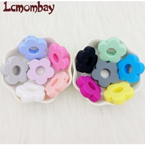 10pcs Flower Silicone beads Baby Teething nursing DIY Crafts teething chew Beads Clips Soother Chain Accessories Toy